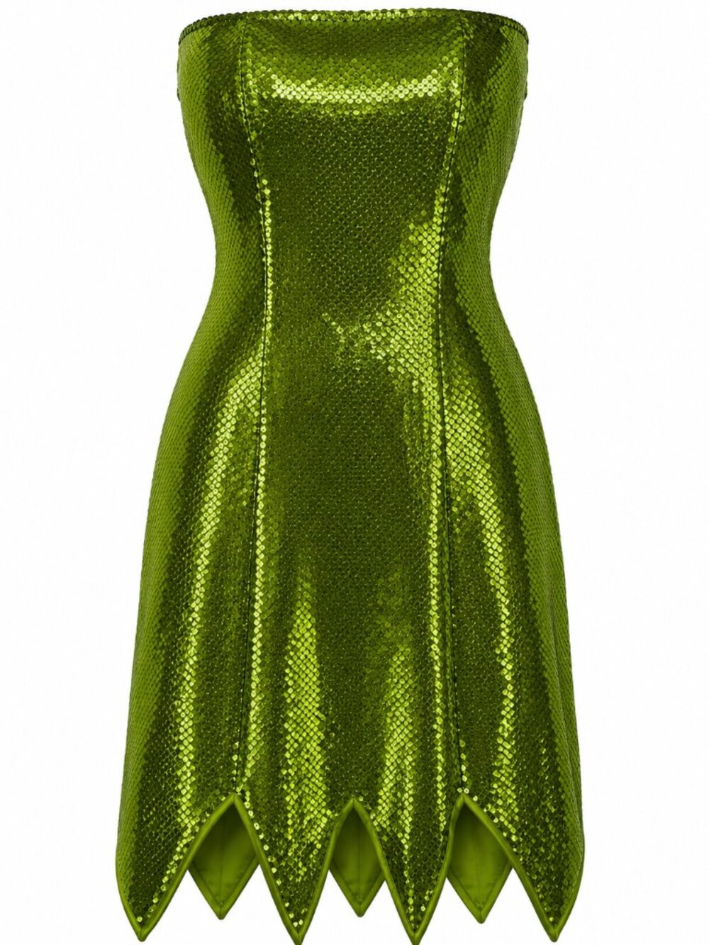 NWT/NWOT SHEIN Curve Green Sequin Strapless Fairy Hem Dress 1XL - Picture 4 of 6